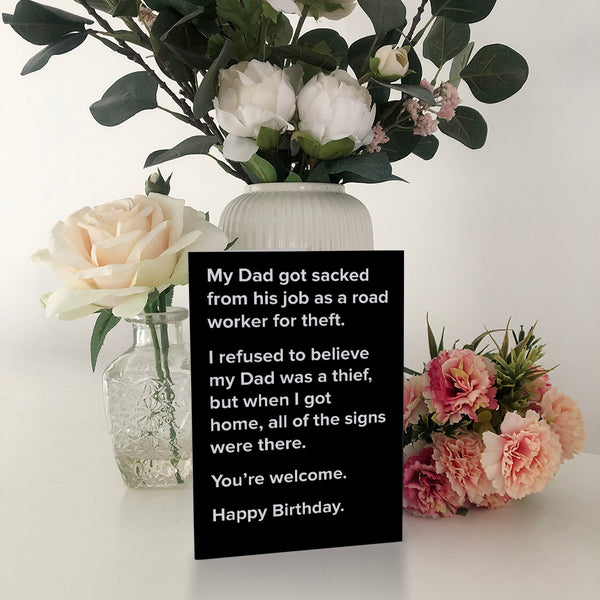 Road Worker Dad Joke Birthday Card 119