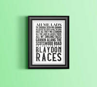 The Blaydon Races Geordie Print A5, A4, A3 A2 or A1 Sizes