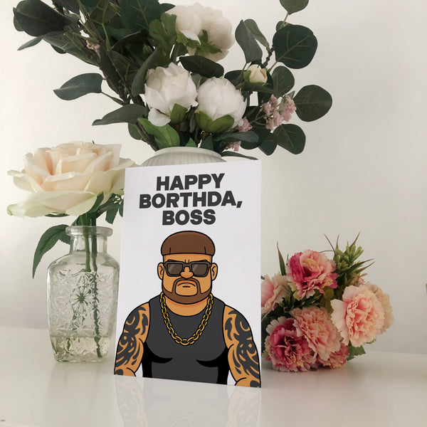 Happy Borthda Boss Ibiza Final Boss Geordie Birthday Card