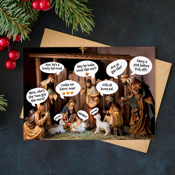 Geordie Nativity Scene Christmas Card