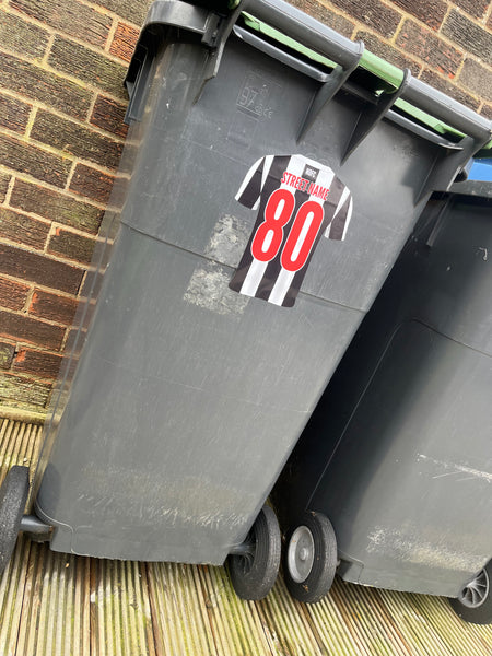 NUFC Home Shirt Wheelie Bin Sticker With Your House Number And Street Name