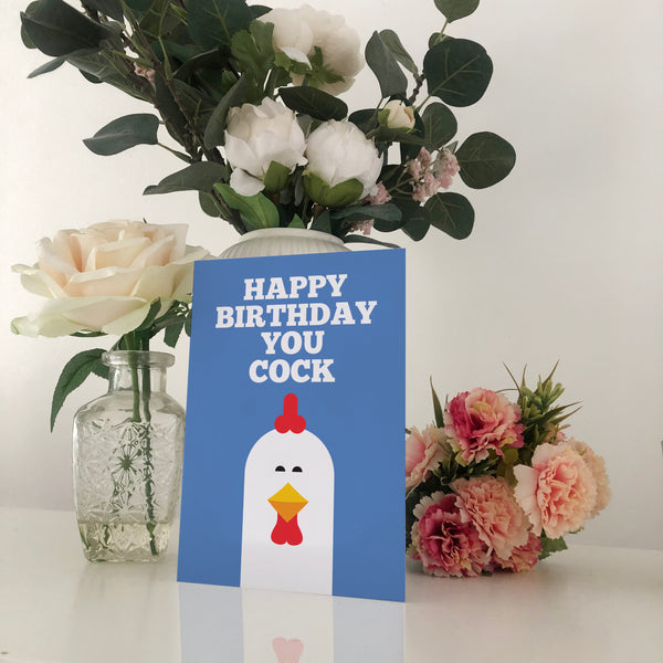 HAPPY BIRTHDAY YOU COCK Illustration Name Calling Card Blunt Cards