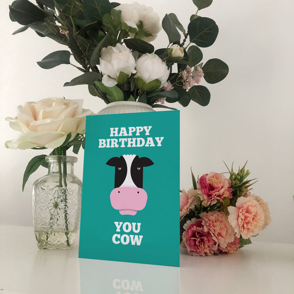 HAPPY BIRTHDAY YOU COW Illustration Name Calling Card Blunt Cards