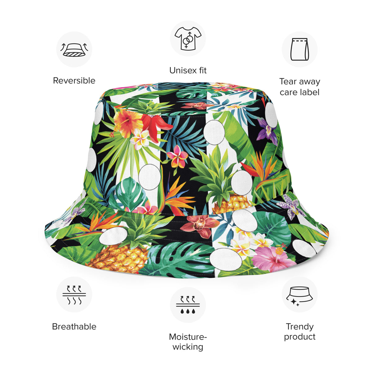ANY FACE NUFC Black and White Tropical Geordie Bucket Hat – A Local Radgie