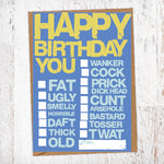 Happy Birthday Insult Tick Box Card Blunt Cards
