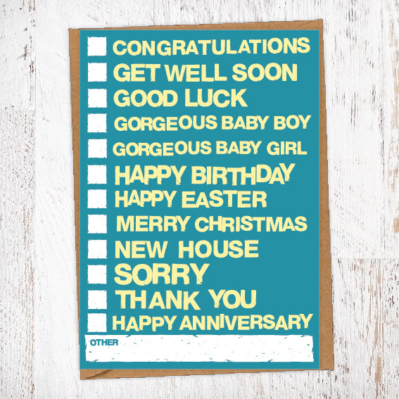 Every Occasion Tick Box Card Blunt Cards