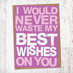 I Wouldn't Waste My Best Wishes On You Birthday Card Blunt Card