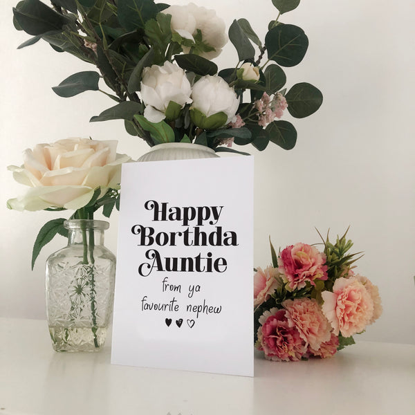 Happy Borthda Auntie From ya Favourite Nephew Geordie Card