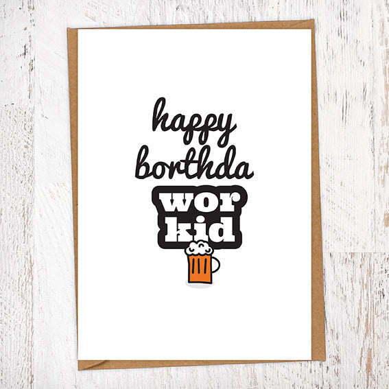 Happy Borthda Wor Kid Pint of Beer Birthday Card