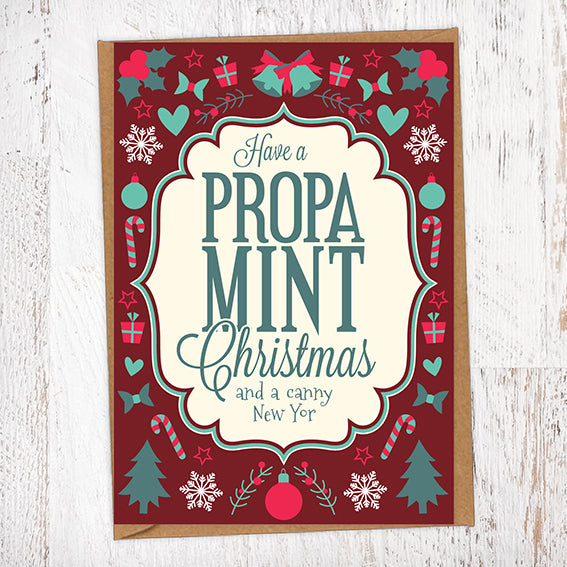 Hava a Propa Mint Christmas and a Canny New Yor Christmas Card
