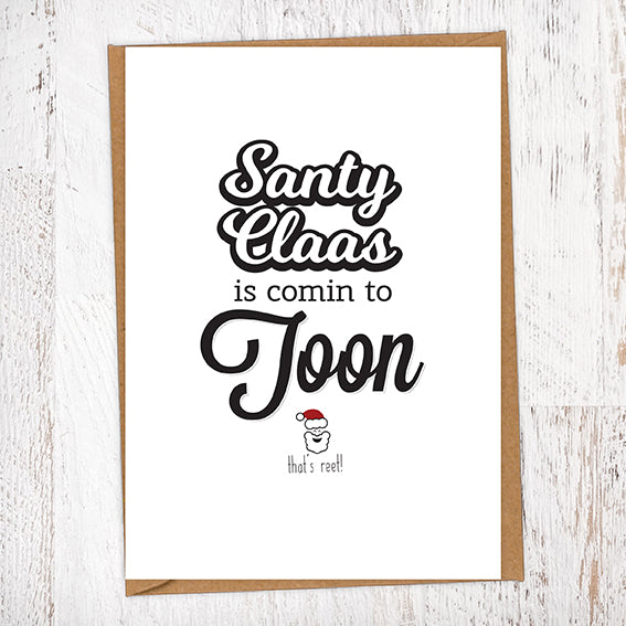 Santy Claas is Comin to Toon Christmas Card