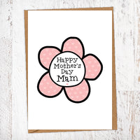 Happy Mother's Day Mam Pink Hearts Flower Geordie Mother's Day Card