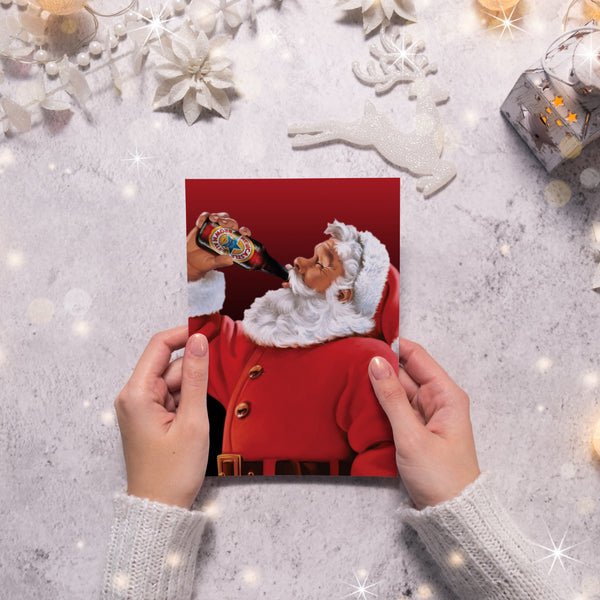 Santa Drinking Newcastle Brown Ale Geordie Christmas Card